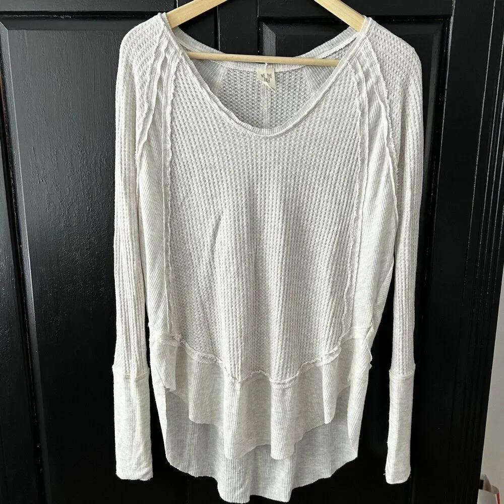 Free People Catalina Waffle Knit V-Neck Thermal Top Size Small We the Free